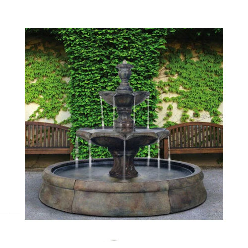 Finial Spill Fountain In Crested Pool – 66" High