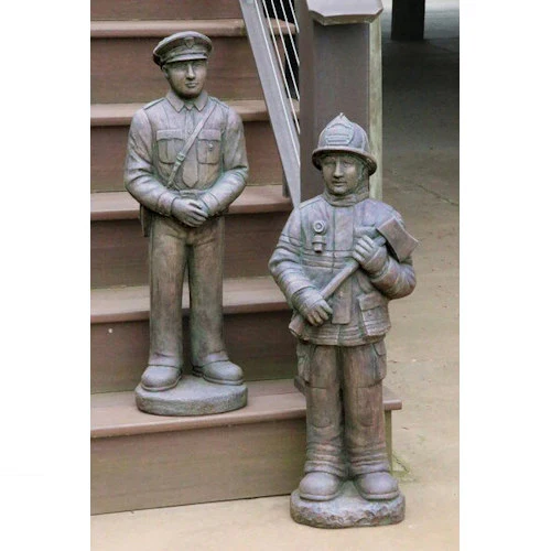 Firefighter and Police Officer Garden Statues - Image 2