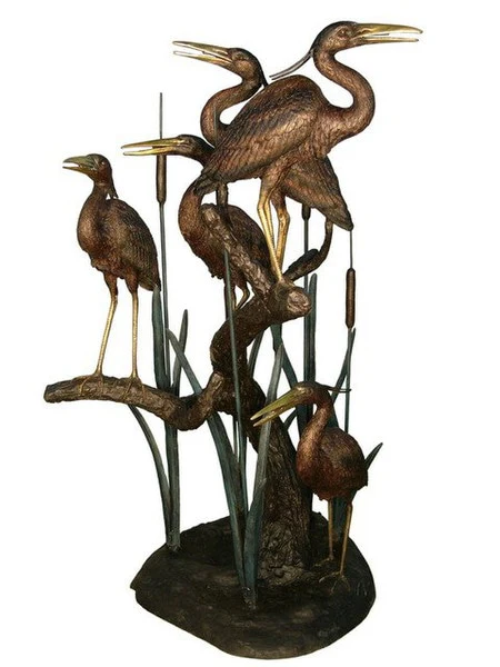 Five Herons On A Tree Water Feature