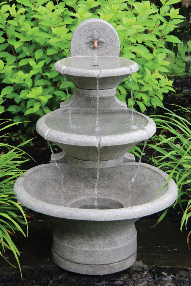 Fleur De Lis Tiered Wall  Garden Fountain 35" High - Image 2