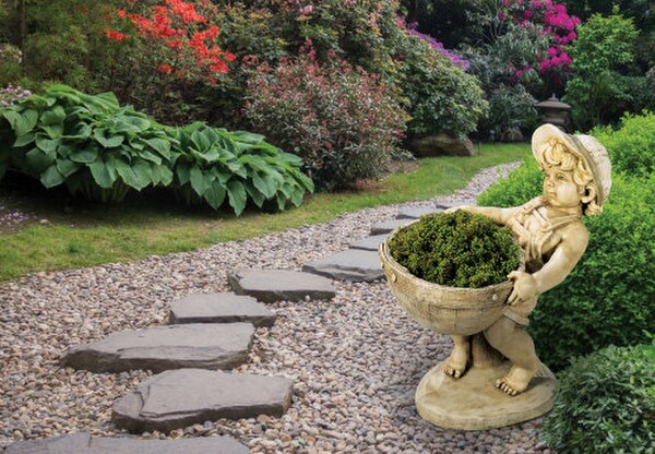 Flower Boy Planter Sculptural Urn Garden Statue – 24" High - Image 4