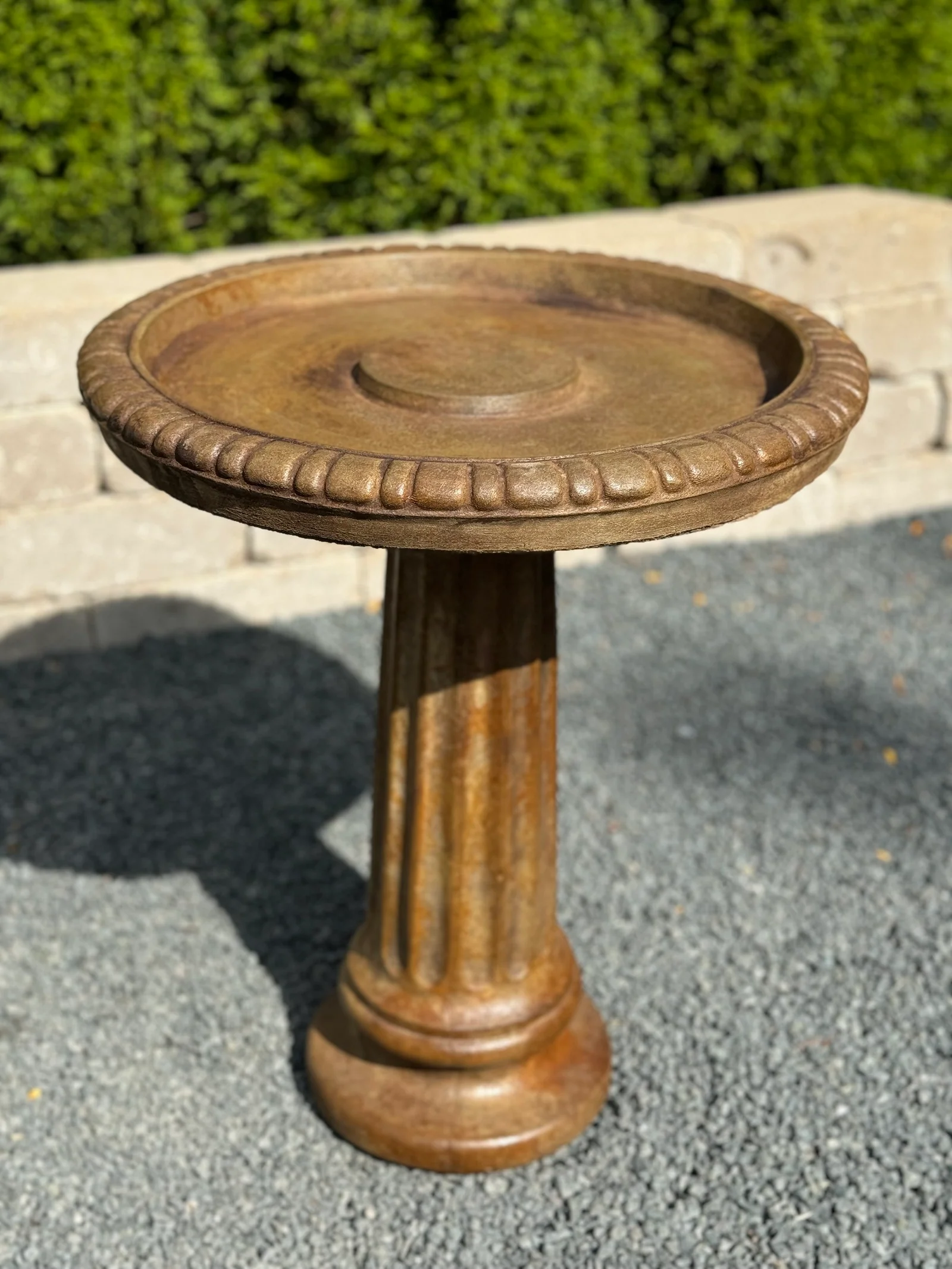 Fluted Birdbath Cast Stone – 25" High