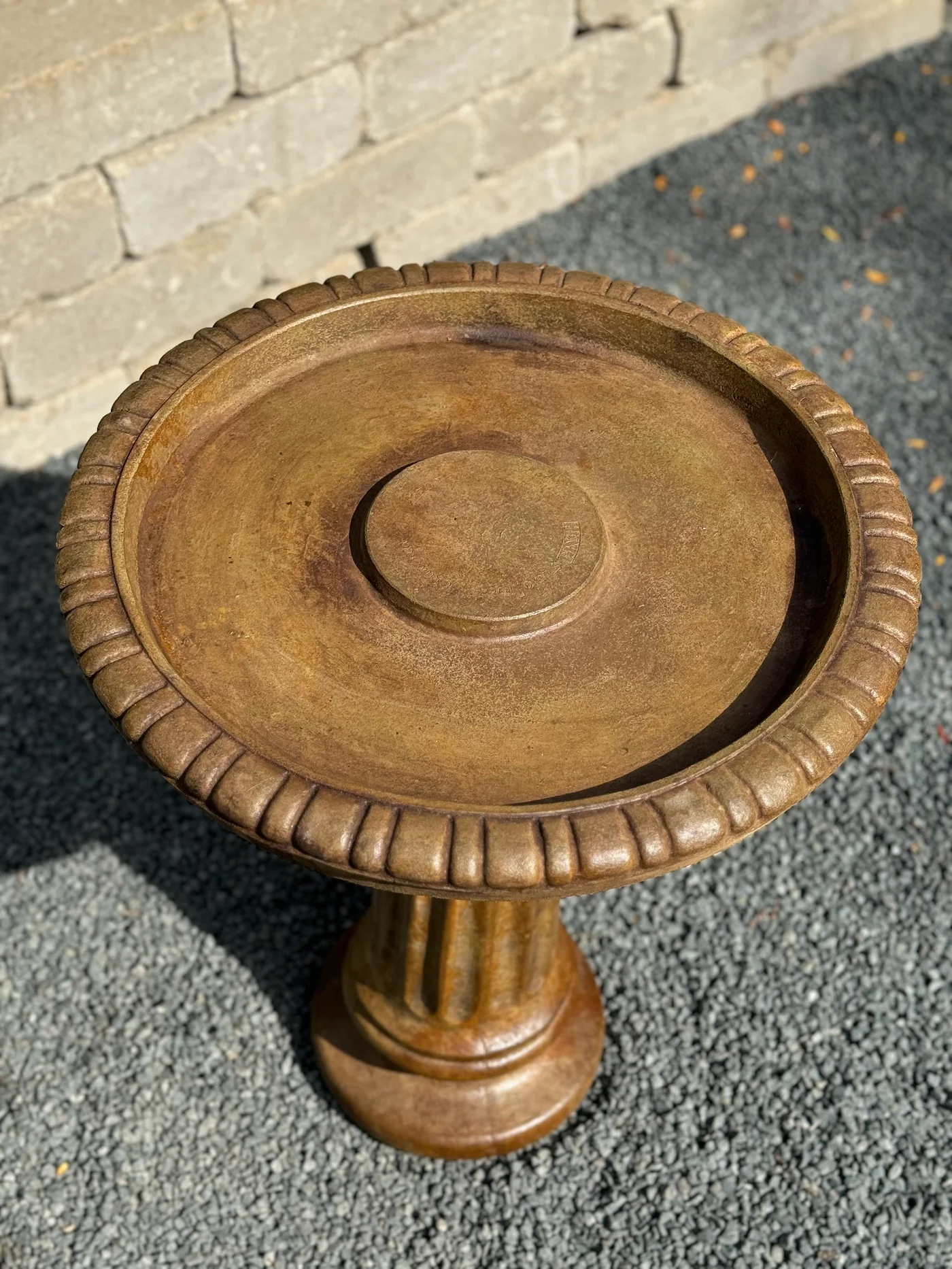 Fluted Birdbath Cast Stone – 25" High - Image 2