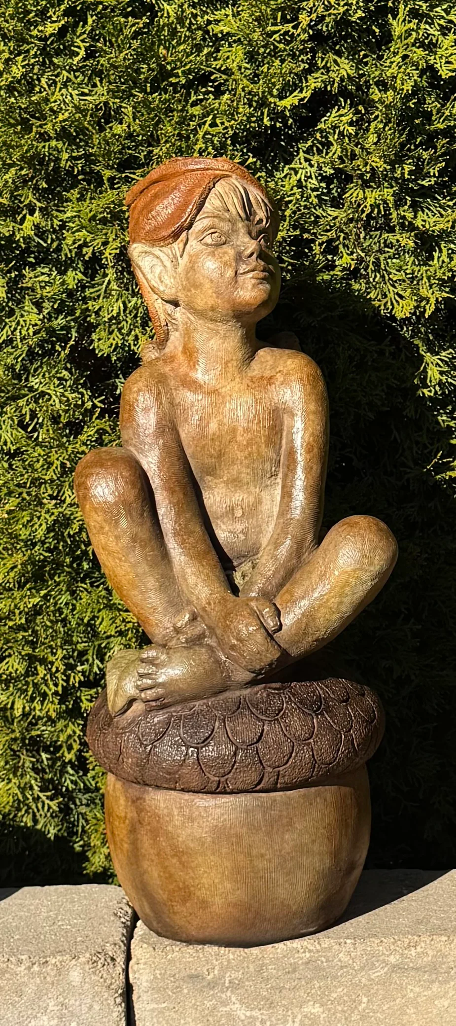 Forest Acorn Boy Garden Statue – Child of the Woods 24" High - Image 3