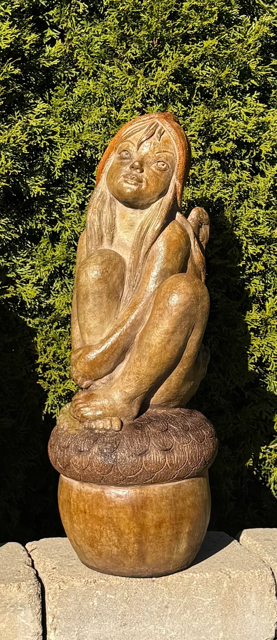 Willow Acorn Girl Garden Statue – Child of the Forest 23" High - Image 3