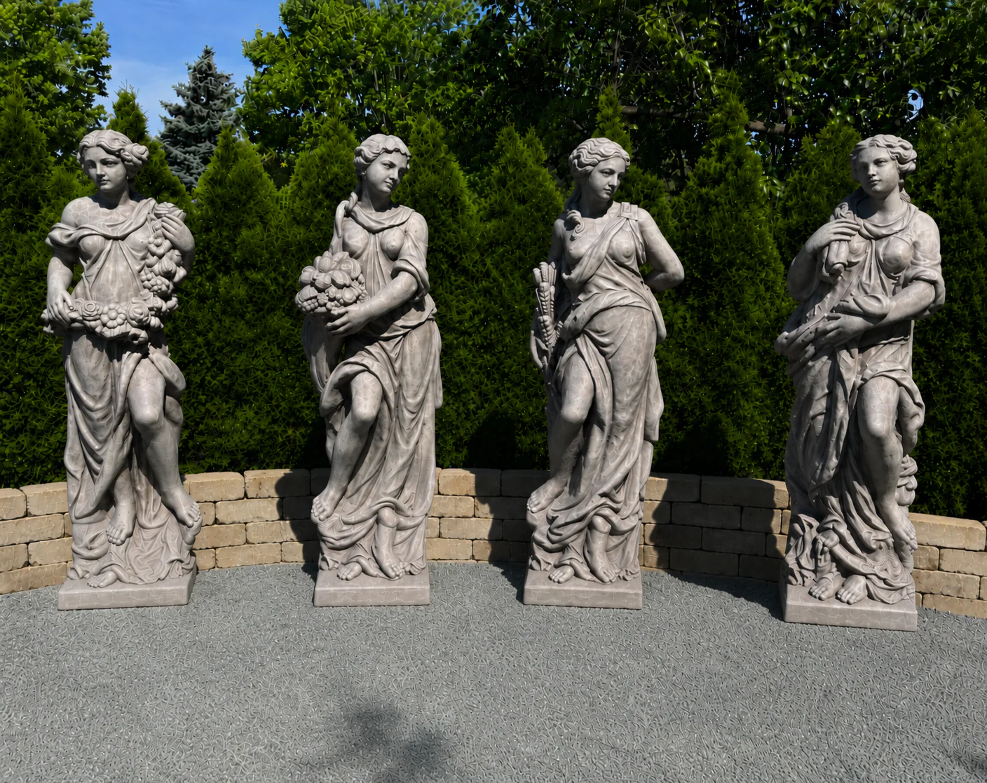 Four Seasons Life-Size Garden Statues 60" High - Image 3