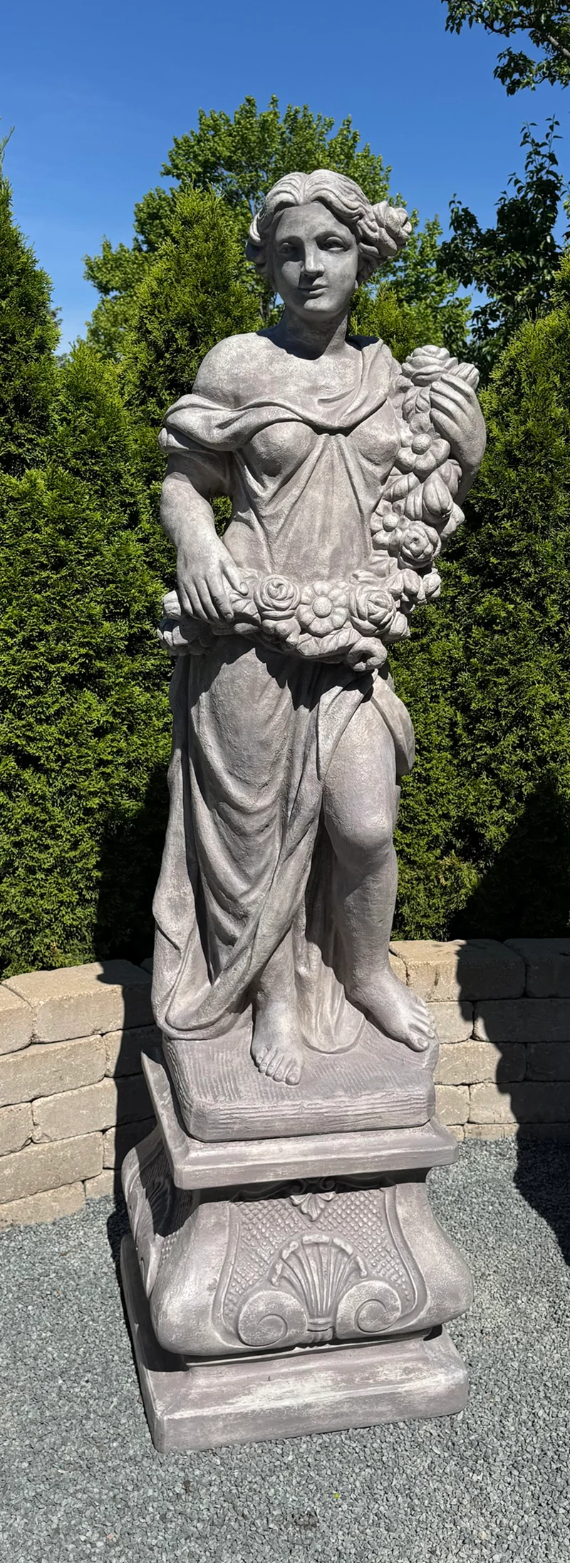 Four Seasons Life-Size Garden Statues on Bases 80" Tall - Image 5