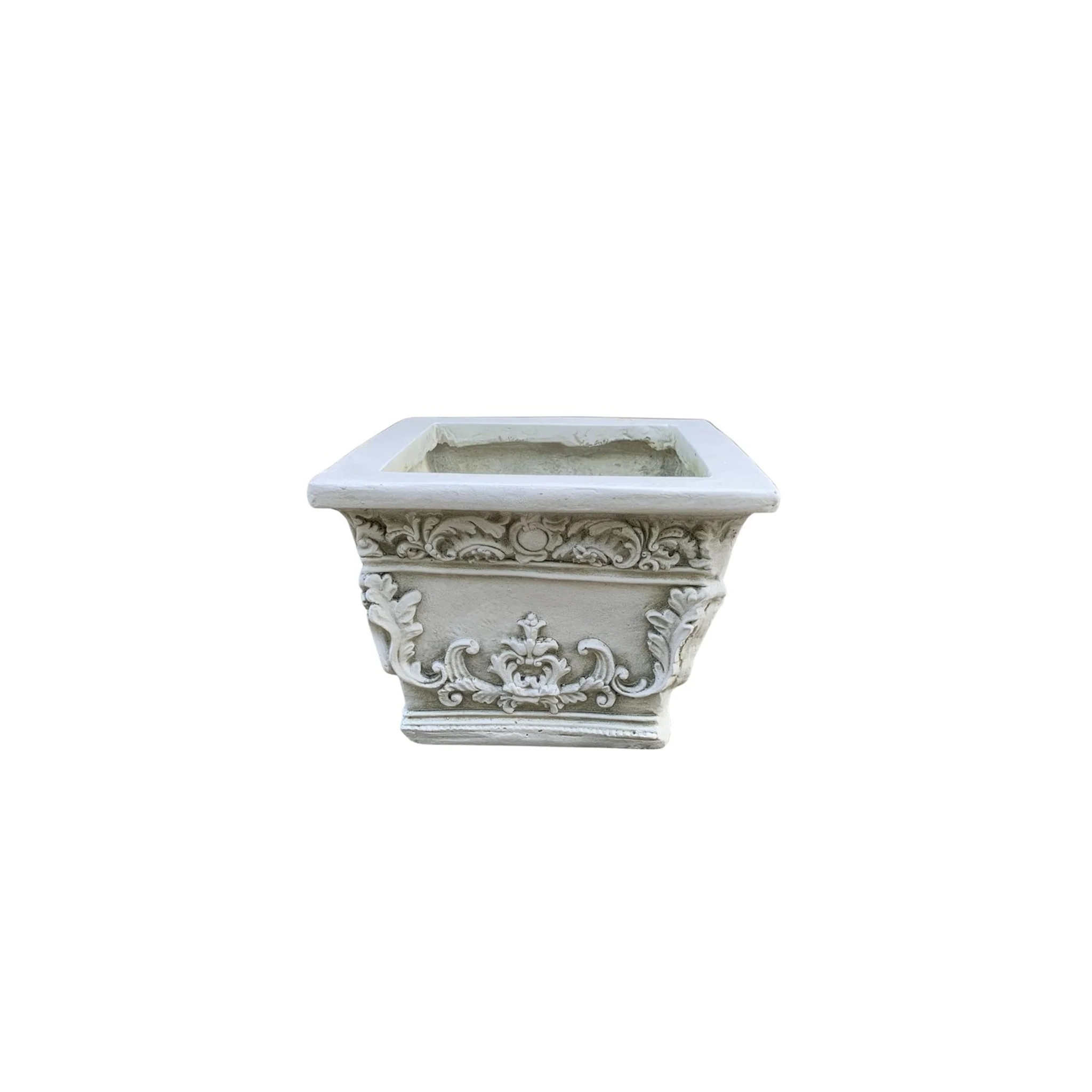 French Scrollwork Square Planters – Set of 3 Antique White - Image 5