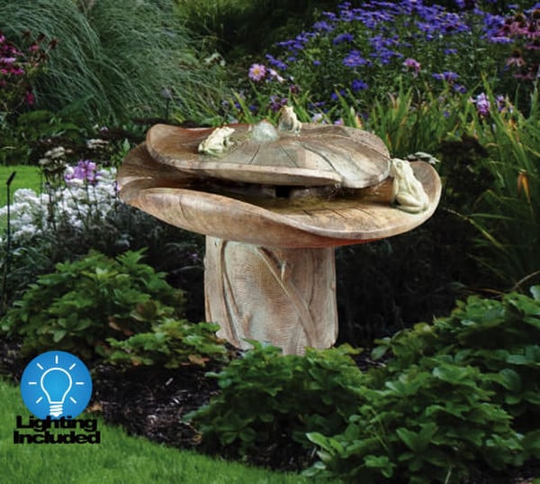 Frog Buddies Garden Fountain with Light 21" High - Image 4