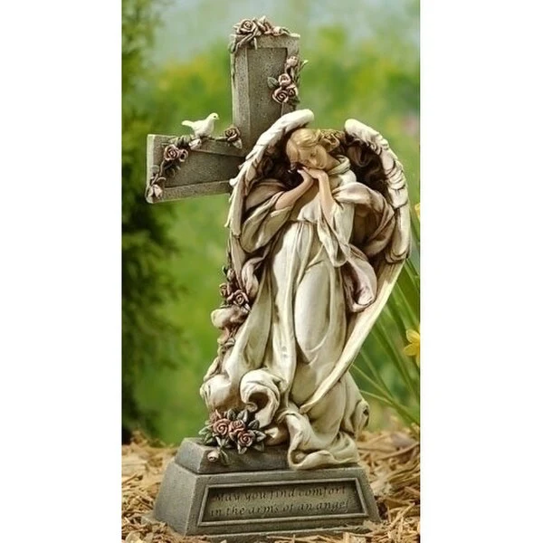 Garden Angel With Cross 14.75"