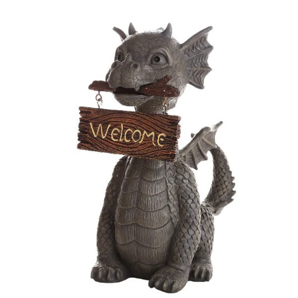 Garden Dragon with Welcome Sign Statue