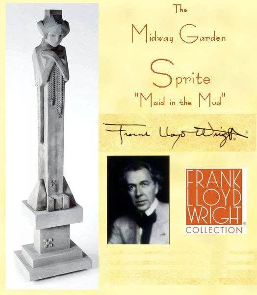 Garden Sprite On Pedestal Sculpture Frank Lloyd Wright 42" High