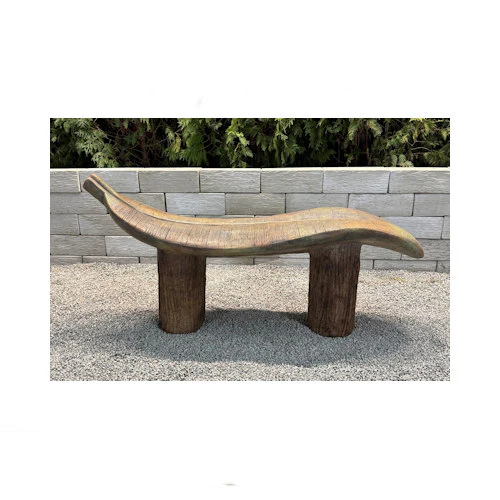 Giant Leaf Garden Bench Cast Stone 57" Wide