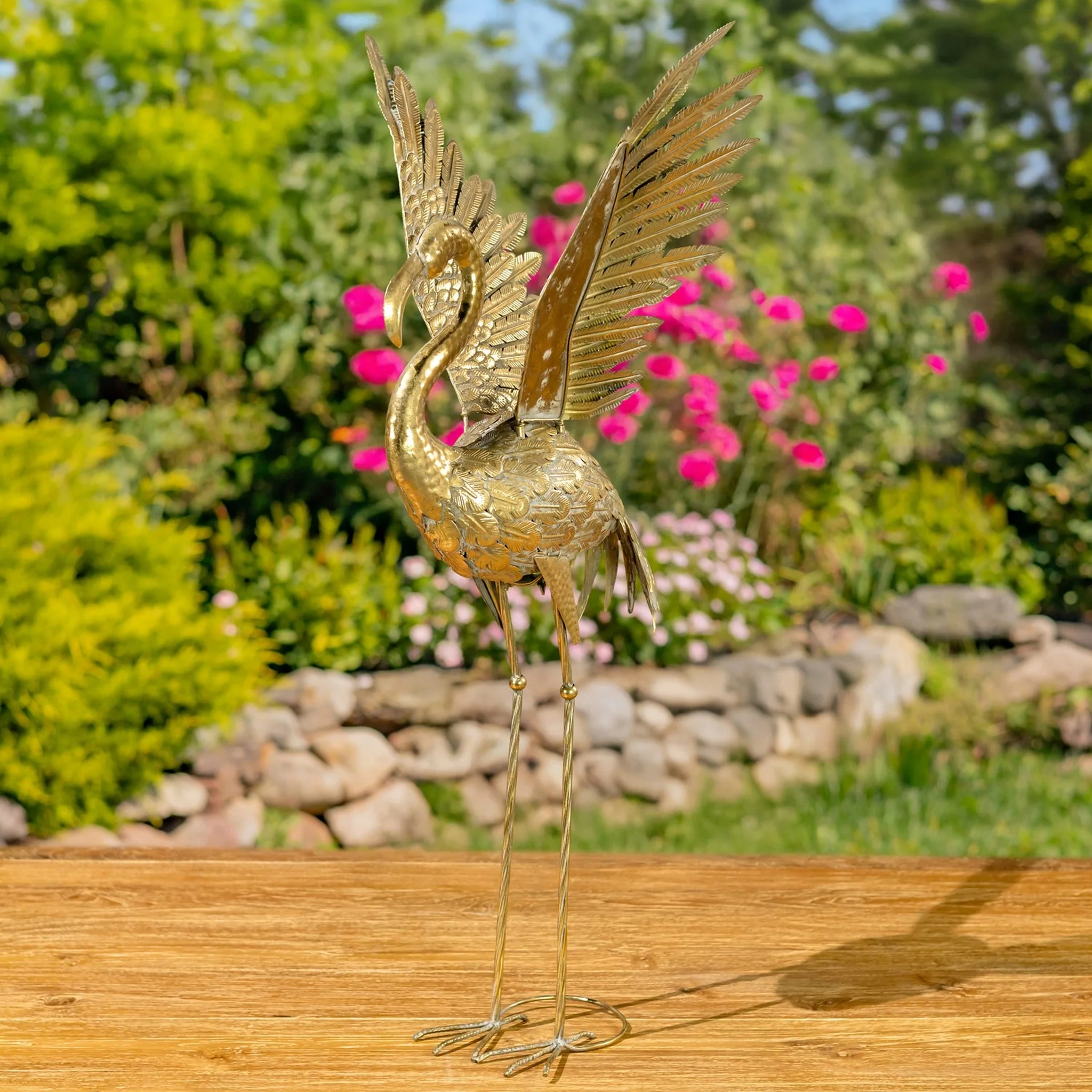 Set of 4 Assorted Metallic Gold Flamingo Garden Sculptures 40.5" H - Image 5