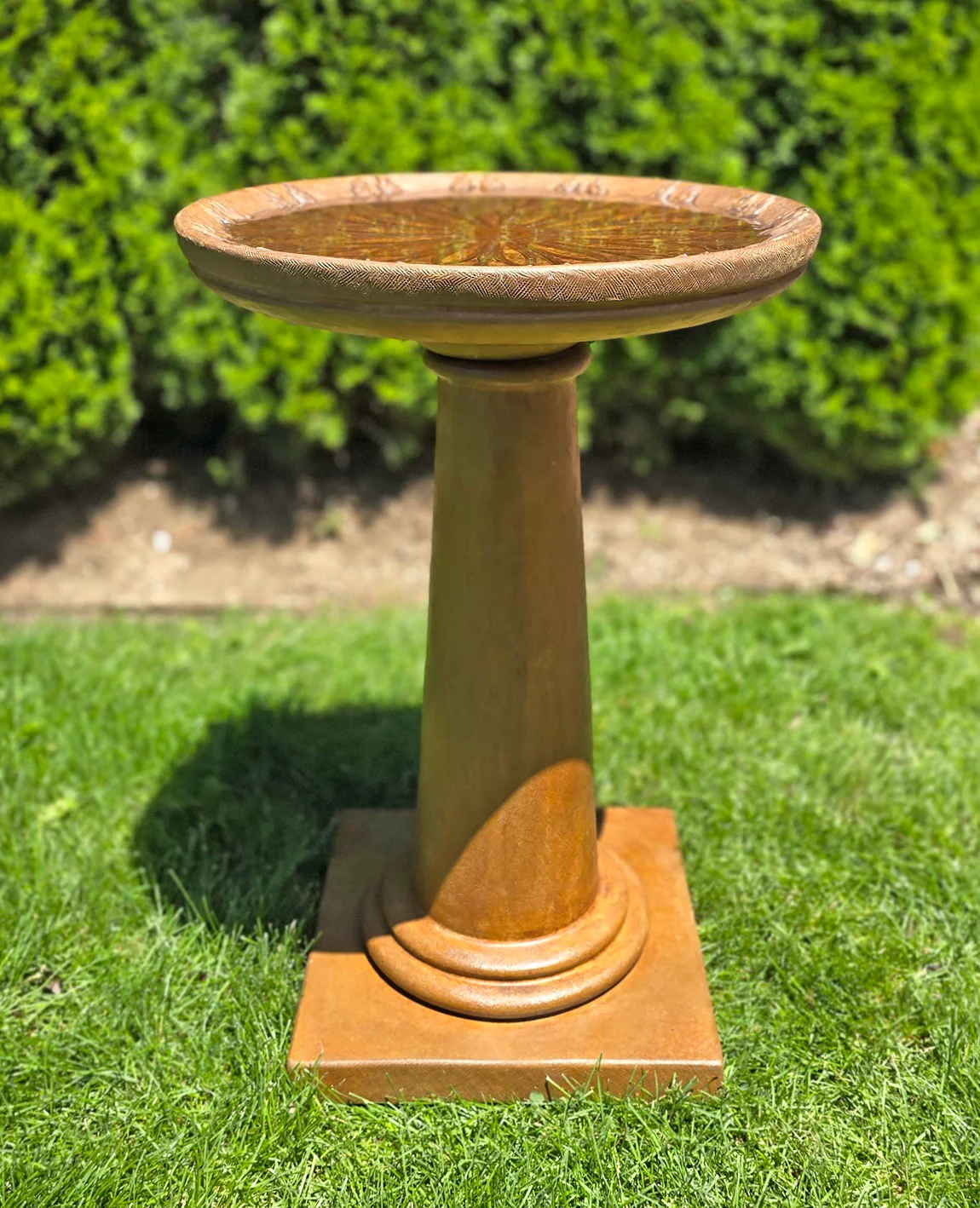 Grain Harvest Sunburst Birdbath 28" High