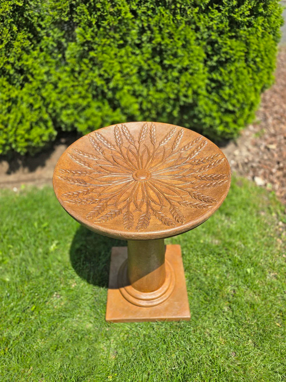 Grain Harvest Sunburst Birdbath 28" High - Image 2