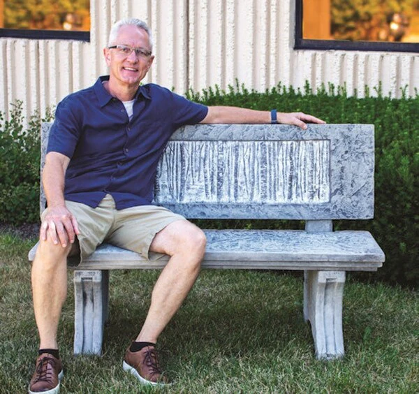 Grand Birch Garden Bench Cast Stone 54.5" Long - Image 5