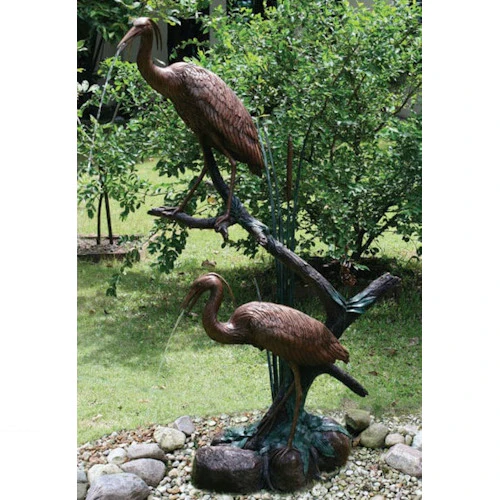 Grand Crane Pair Water Feature 65" High - Image 2