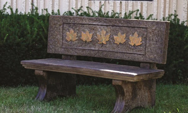 Autumn Maple Leaf Garden Bench Cast Stone 54.5" Long - Image 4