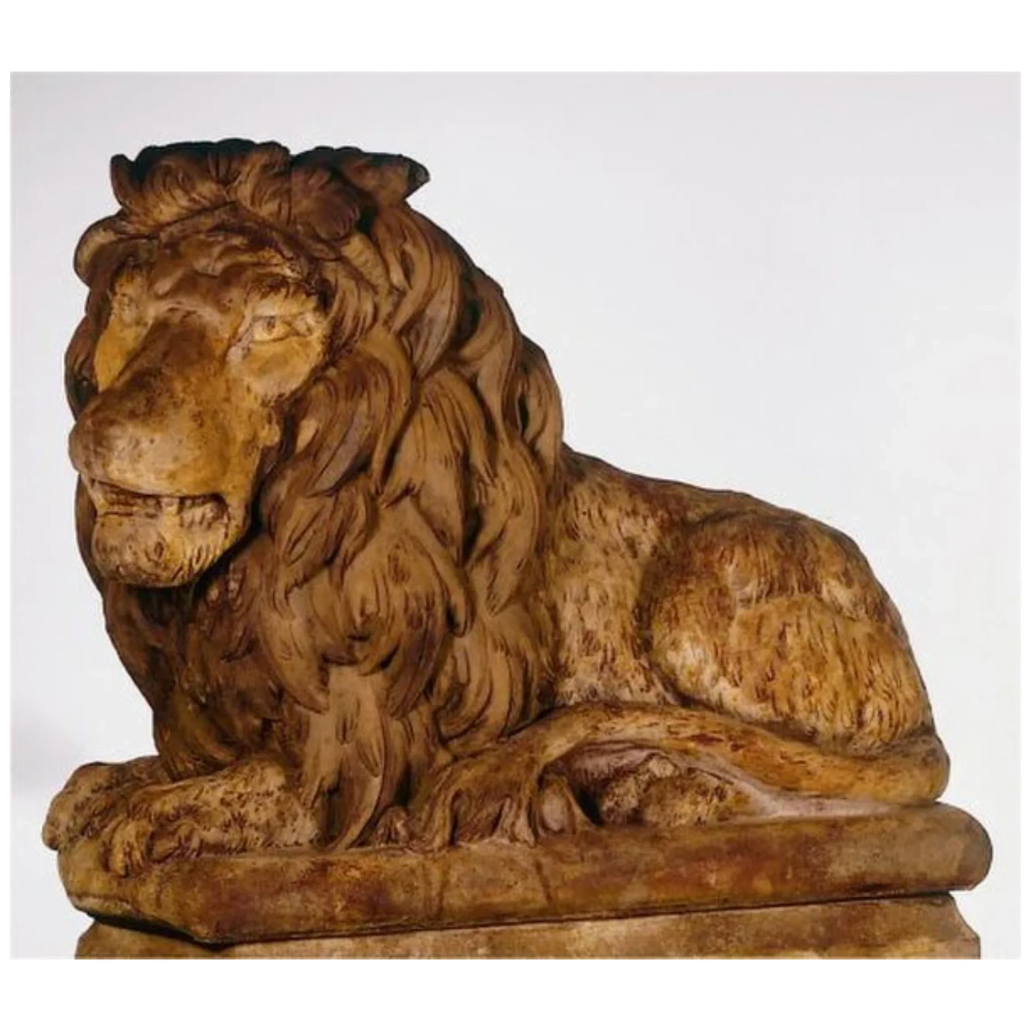Grand Lion Statue Facing Left Garden Statue & Base - Image 3