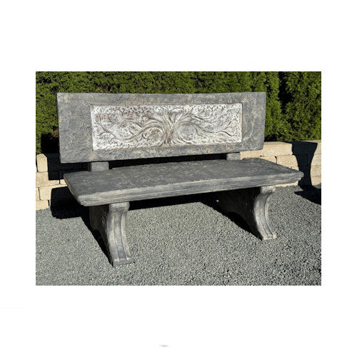 Grand Oak Garden Bench Cast Stone 54.5" Long