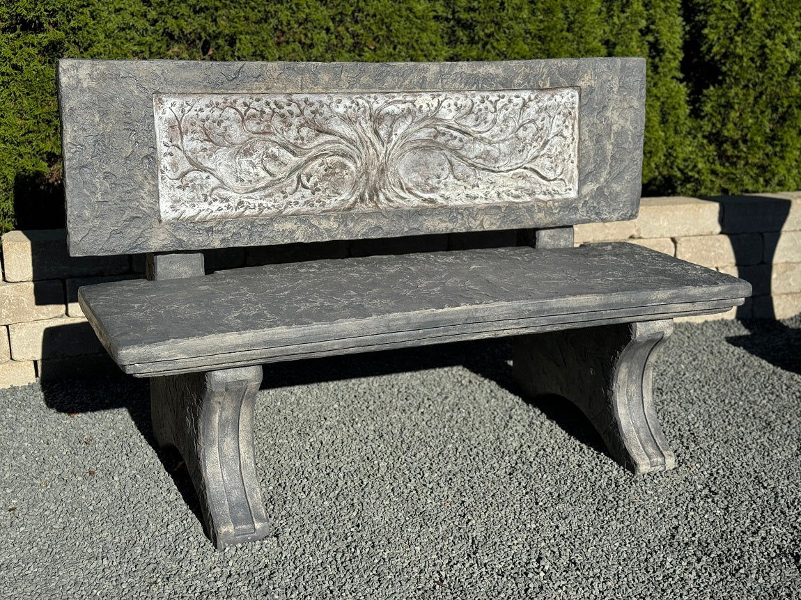 Grand Oak Garden Bench Cast Stone 54.5" Long - Image 2