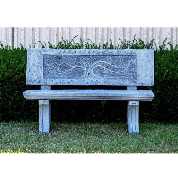 Grand Oak Garden Bench Cast Stone 54.5" Long - Image 3