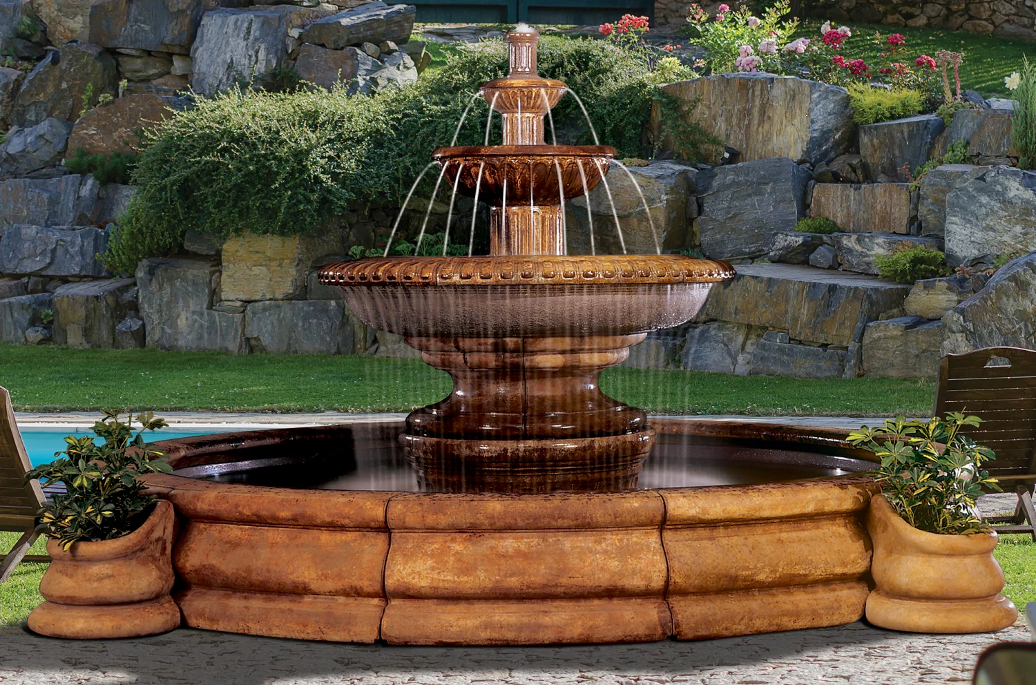 Grande Palazzo Fluted Fountain Without Planters 95" High - Image 2