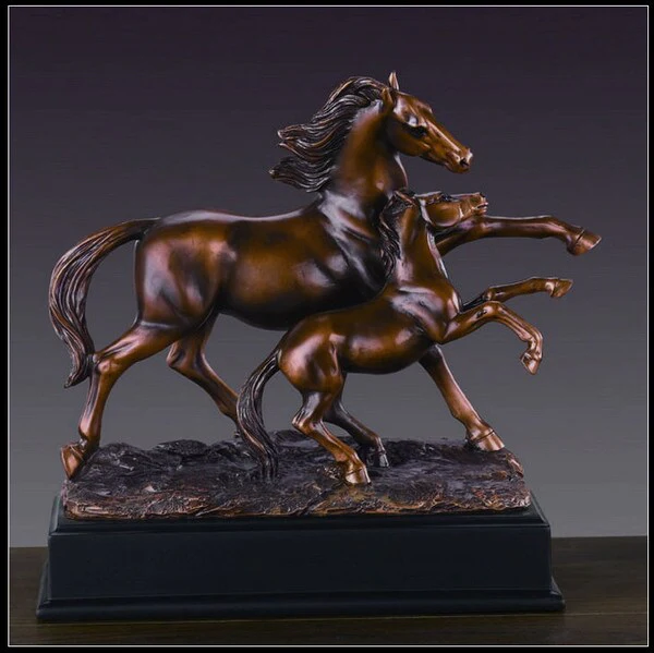 Horse With Foal Statue Sculpture 9" High - Image 2