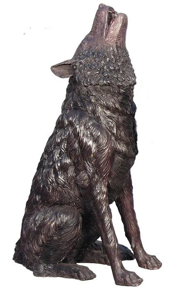 Howling Wolf Bronze Sculpture Life Size Statue 37" - Image 2