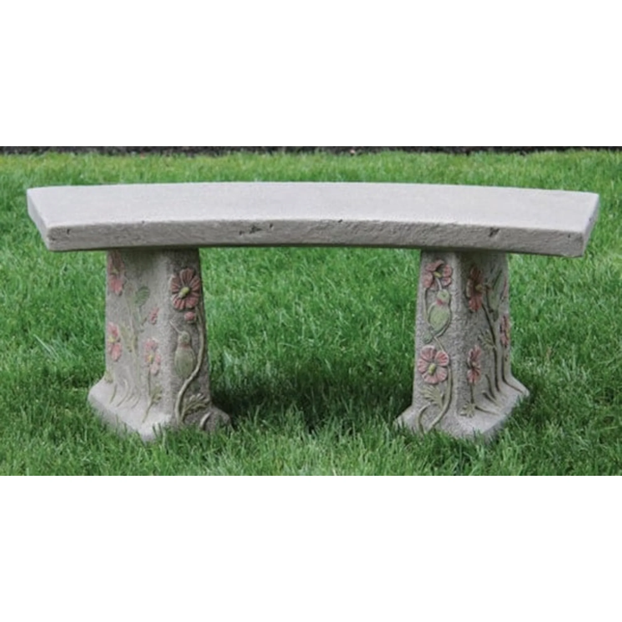 Hummingbird Cement Garden Bench - Image 4