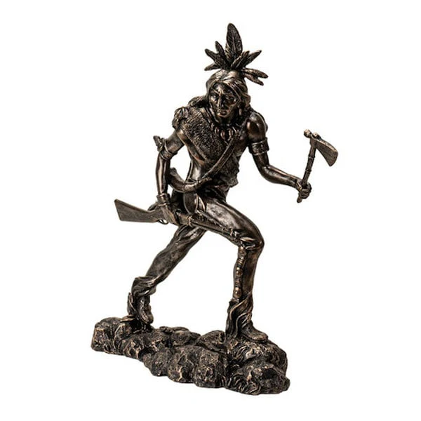 Indian Warrior with Tomahawk Sculpture - Image 4