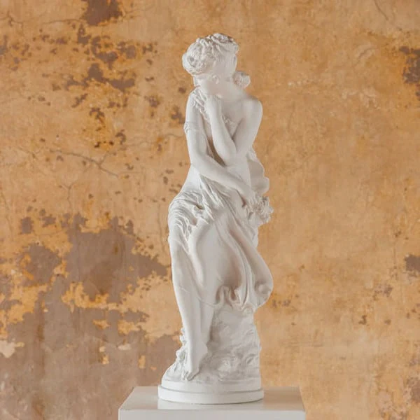 Lady with Flowers Plaster Sculpture - Image 2