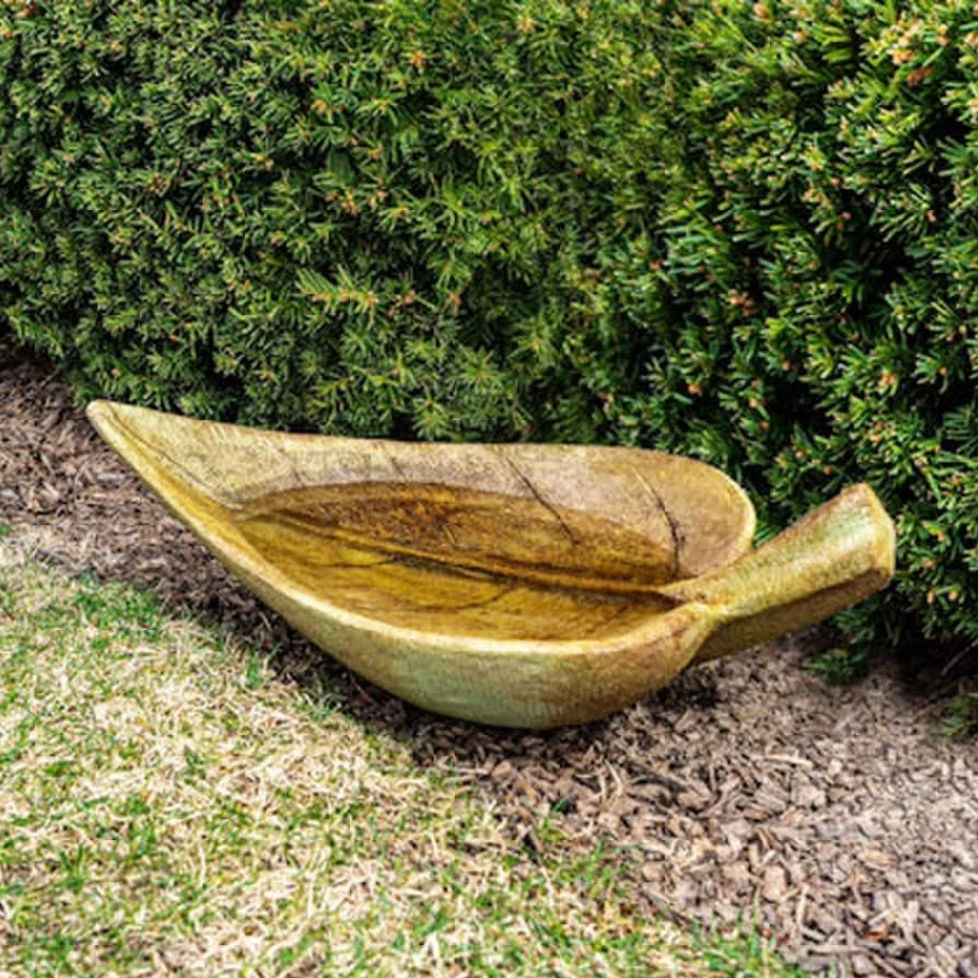 Large Leaf Birdbath Bowl Garden Sculpture - Image 2