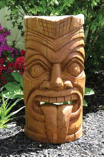 Laughing Tongue Tiki Face Garden Sculpture