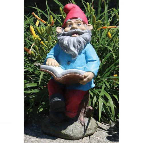 Lazy Daze Garden Gnome with Book Statue In Colors