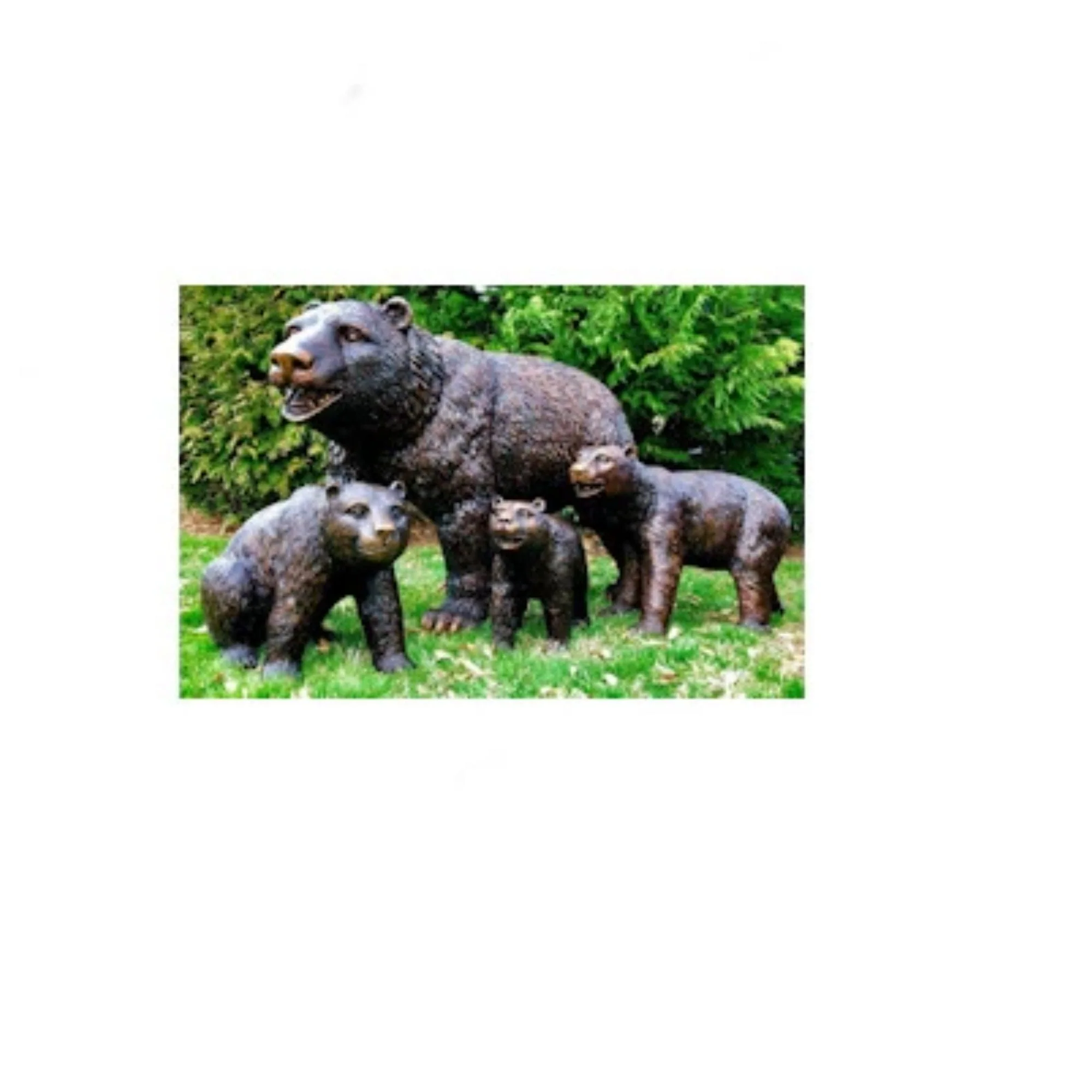 Life Size Bronze Bear Family Mom with Cubs - Image 2