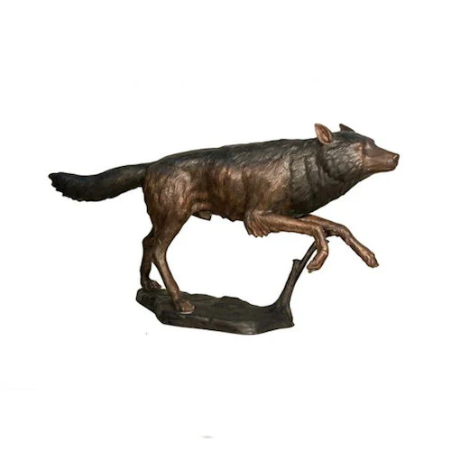 Life-Size Running Wolf Bronze Sculpture - Image 2