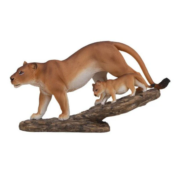 Lioness with Cub on Tree Branch Figurine