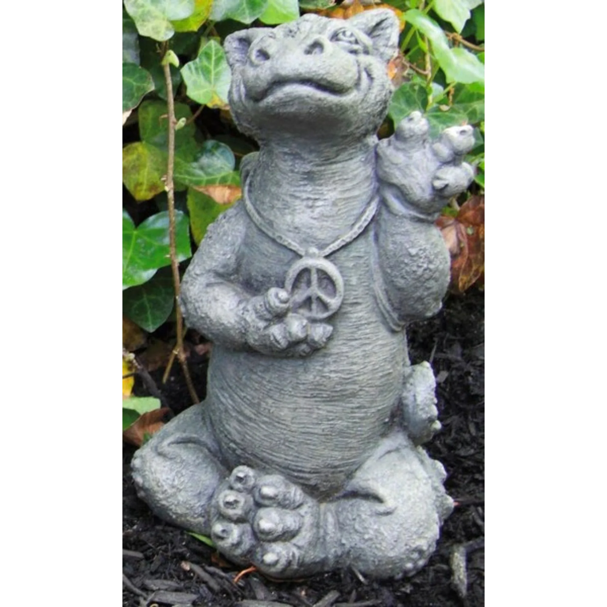 Little Dragon with Peace Sign Statue - Image 2