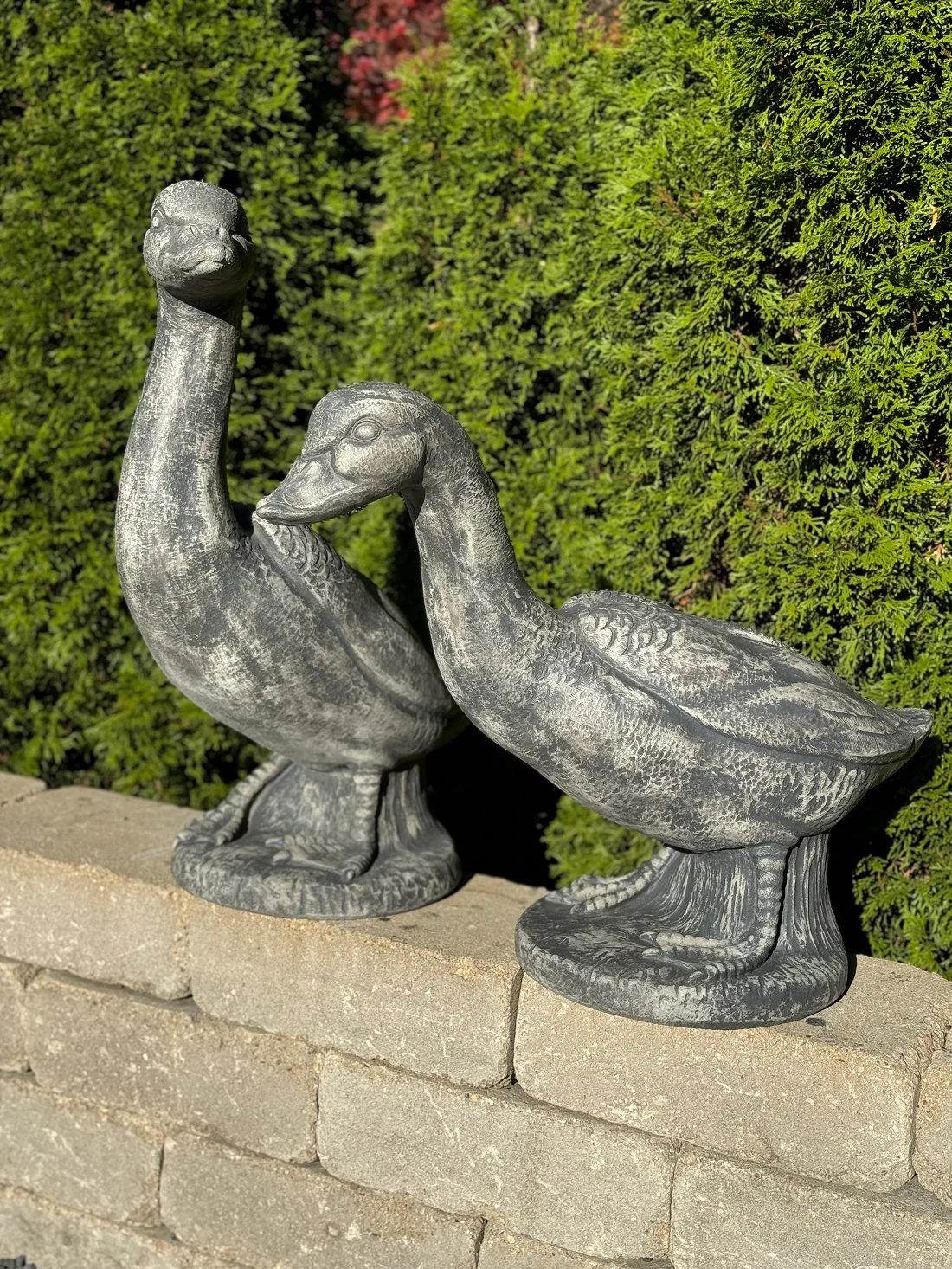 Goose and Gander Garden Statue Pair