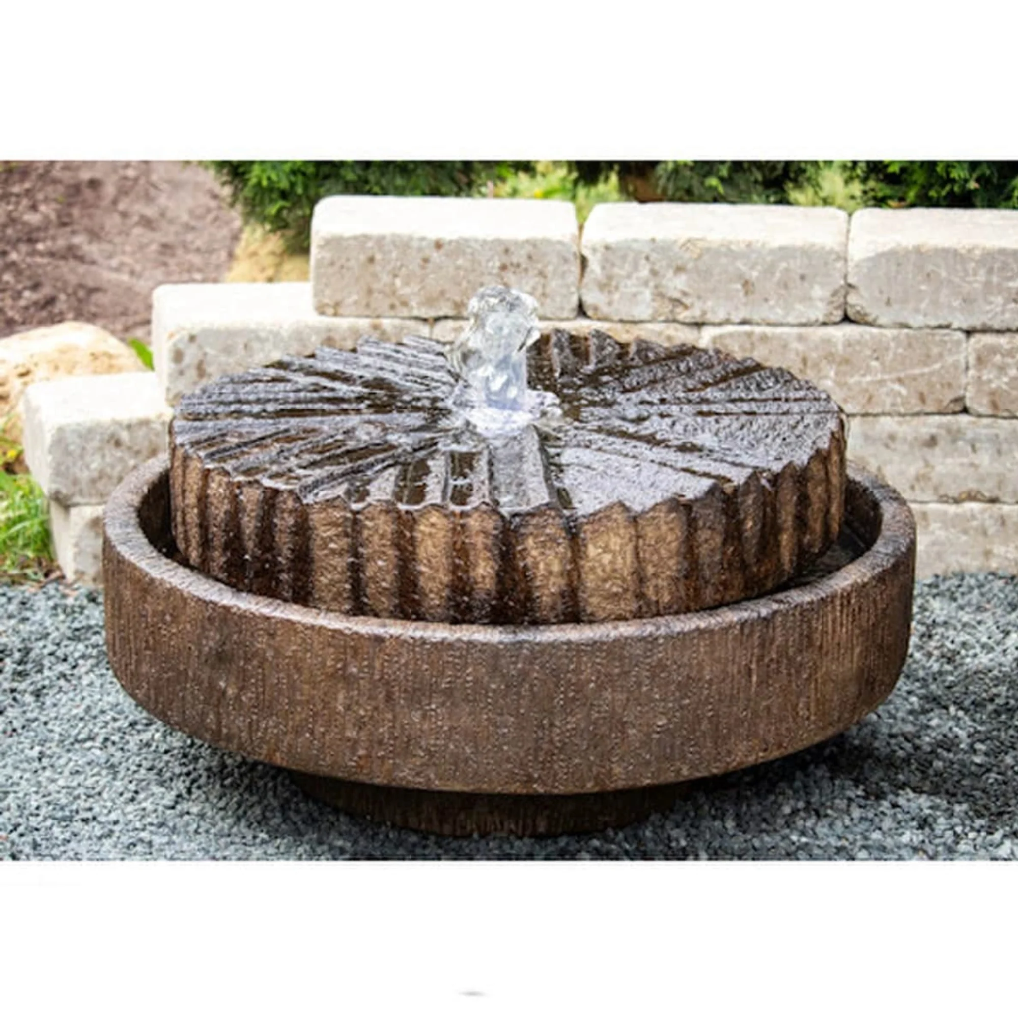 Modern Millstone Fountain Cast Stone - Image 4