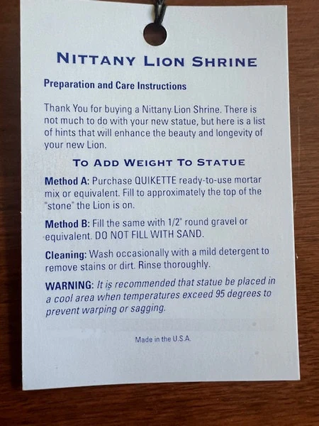 Nittany Lion Shrine 27" Wide X 12" High - Image 7