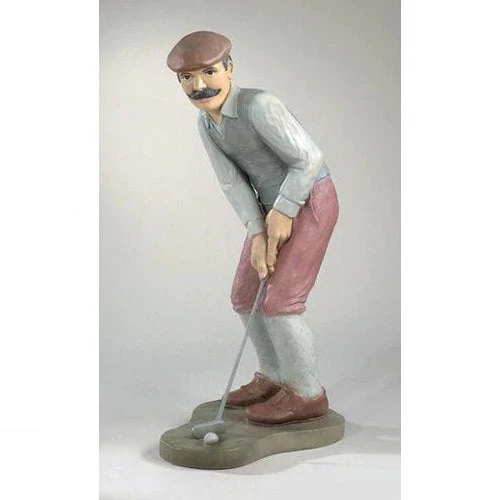 Nostalgic Golfer Man Statue Hand Painted in Colors