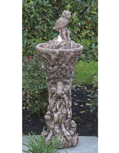 Owl Garden Fountain with Light 40" High