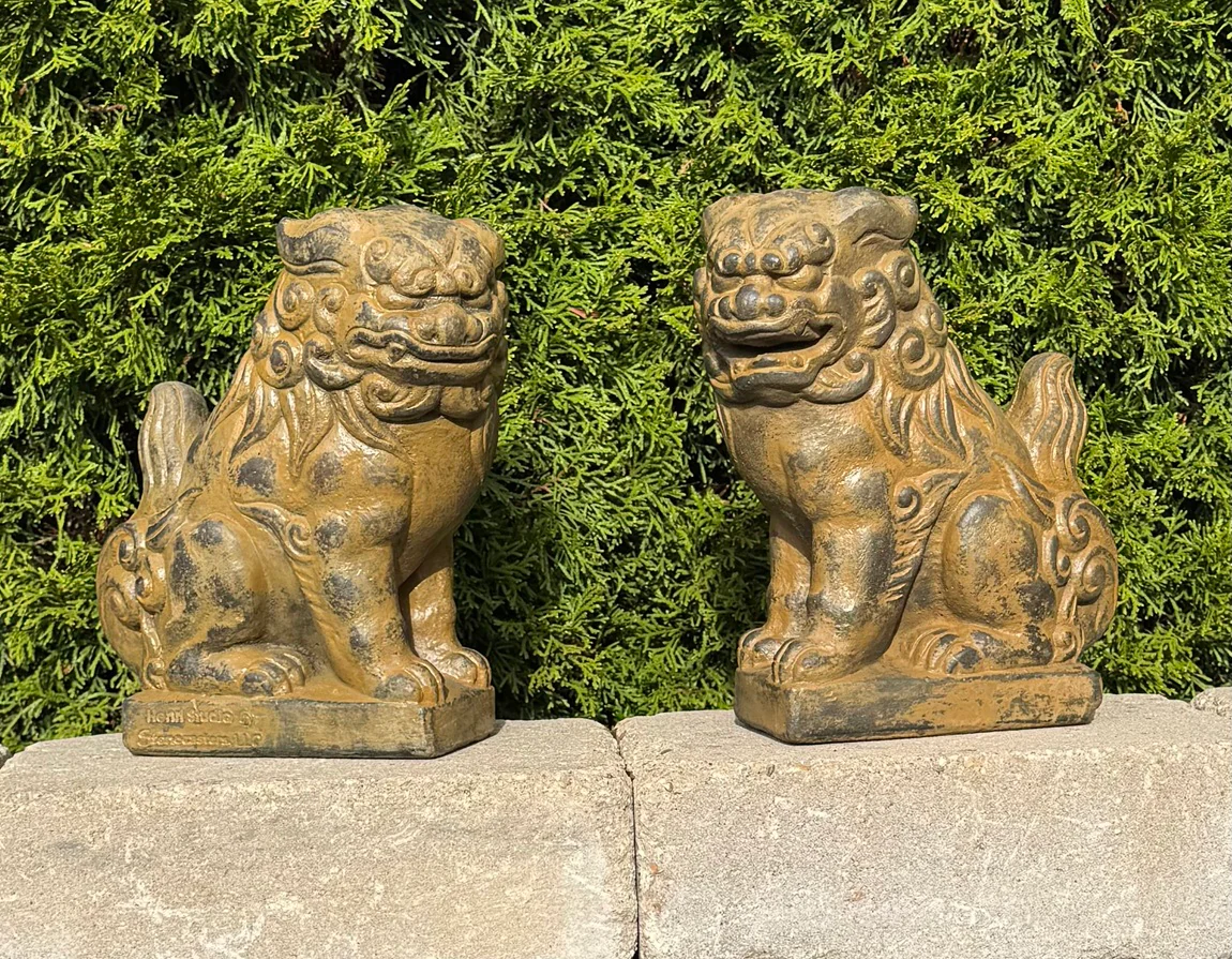 Pair of Foo Dogs Guardian Lion Statues – 10.5" High - Image 2