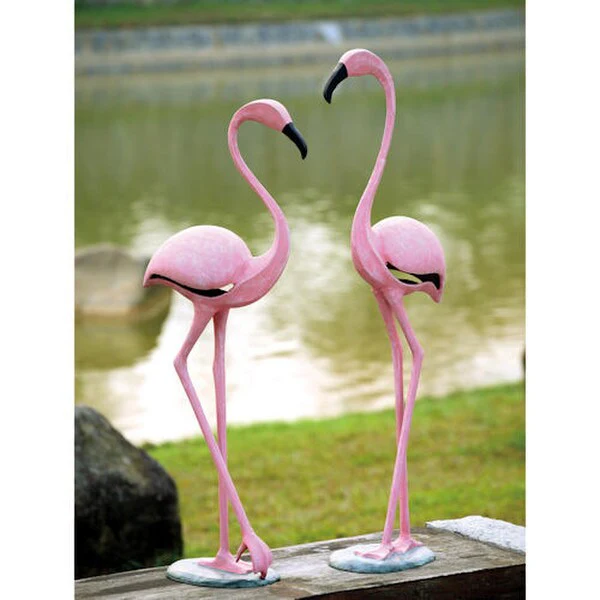 Pink Flamingo Pair Garden Sculptures