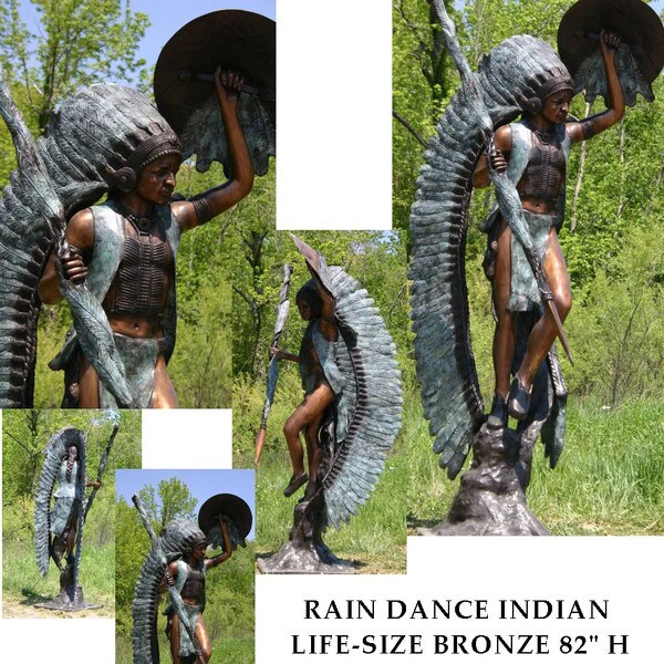 Rain Dance Indian Life-size Bronze 82" H