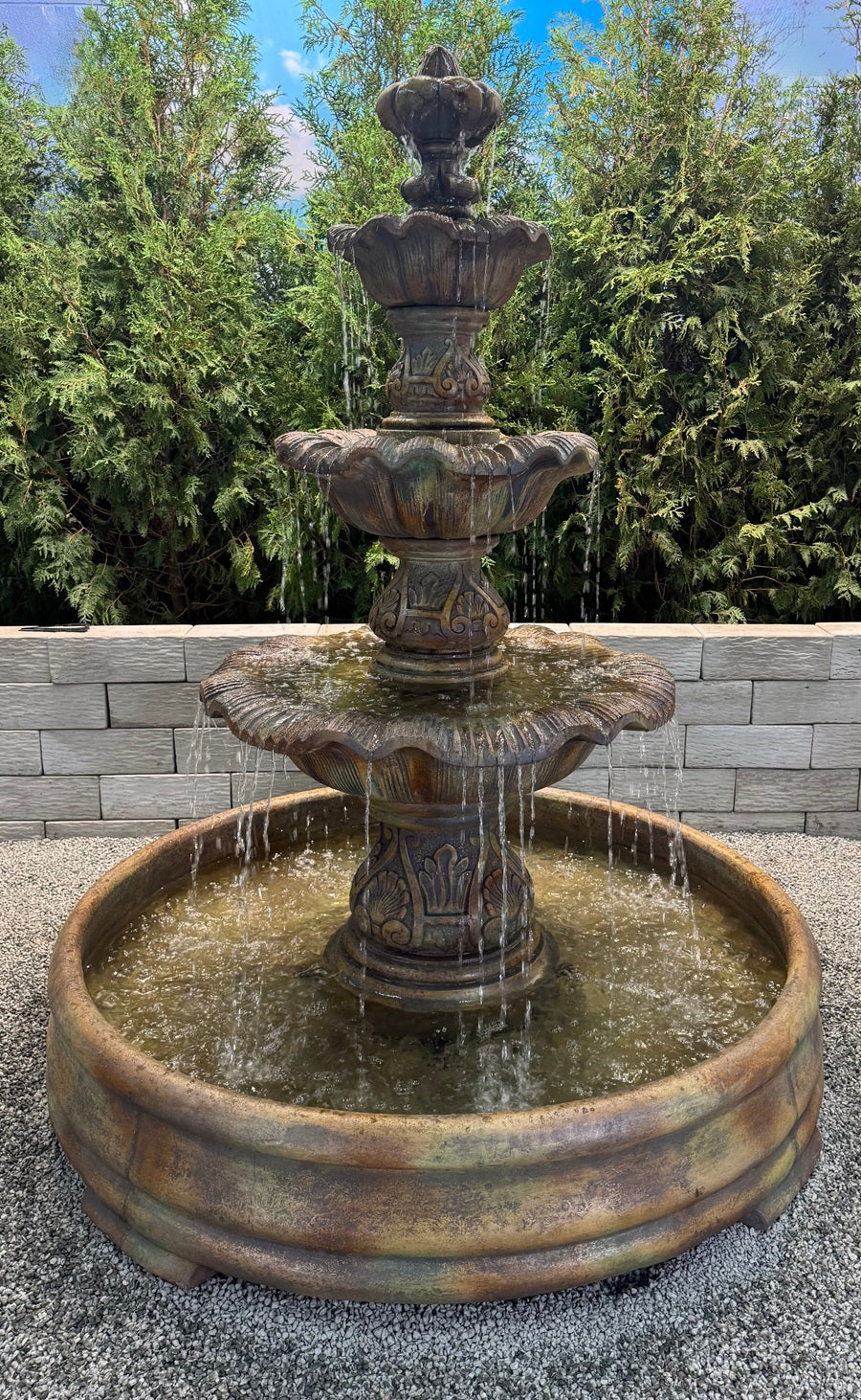 Renaissance Three Tier Fountain in Grand Pool 70" High