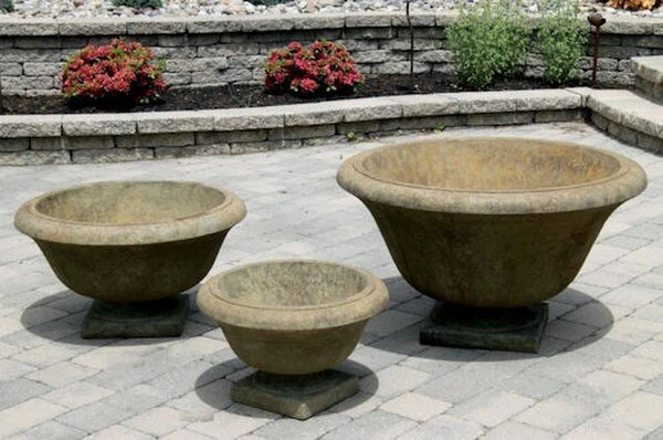 Round Chesire Urn 21" Cement Garden Planter - Image 3